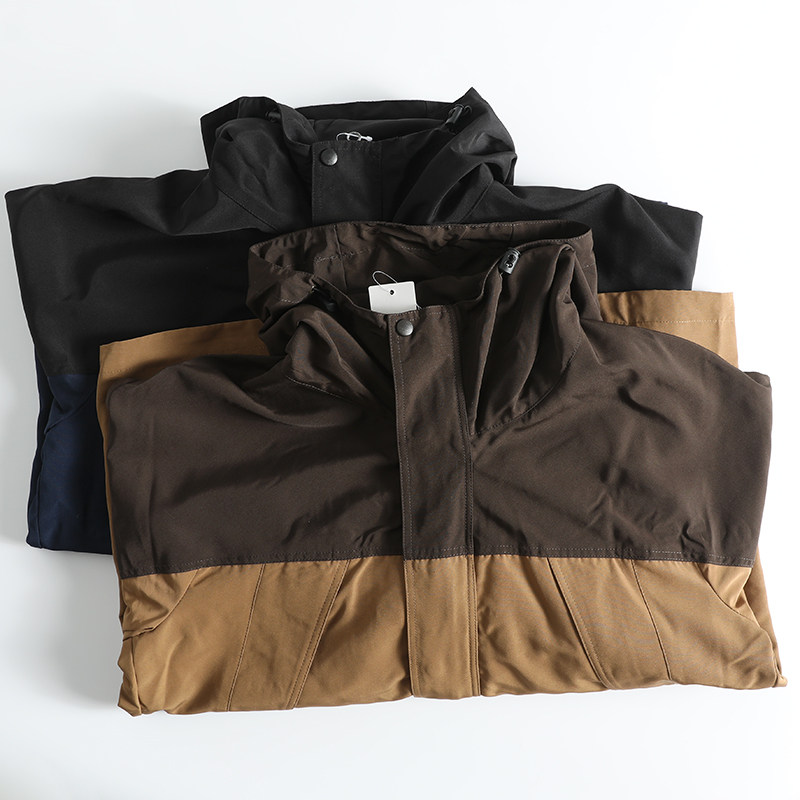 山系风格 春秋季户外防风防水登山连帽夹克宽松休闲工装男士外套