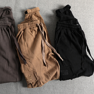 宽松休闲收口束脚卫裤 重磅水洗高克重毛圈料多袋潮裤 男 改良版 工装