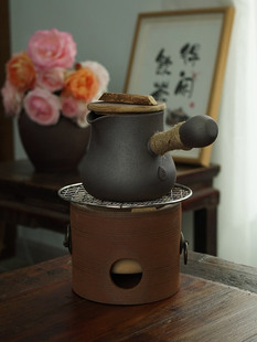 罐罐茶煮茶壶粗陶煮茶器侧把壶复古陶瓷耐高温烧水壶围炉煮茶套装