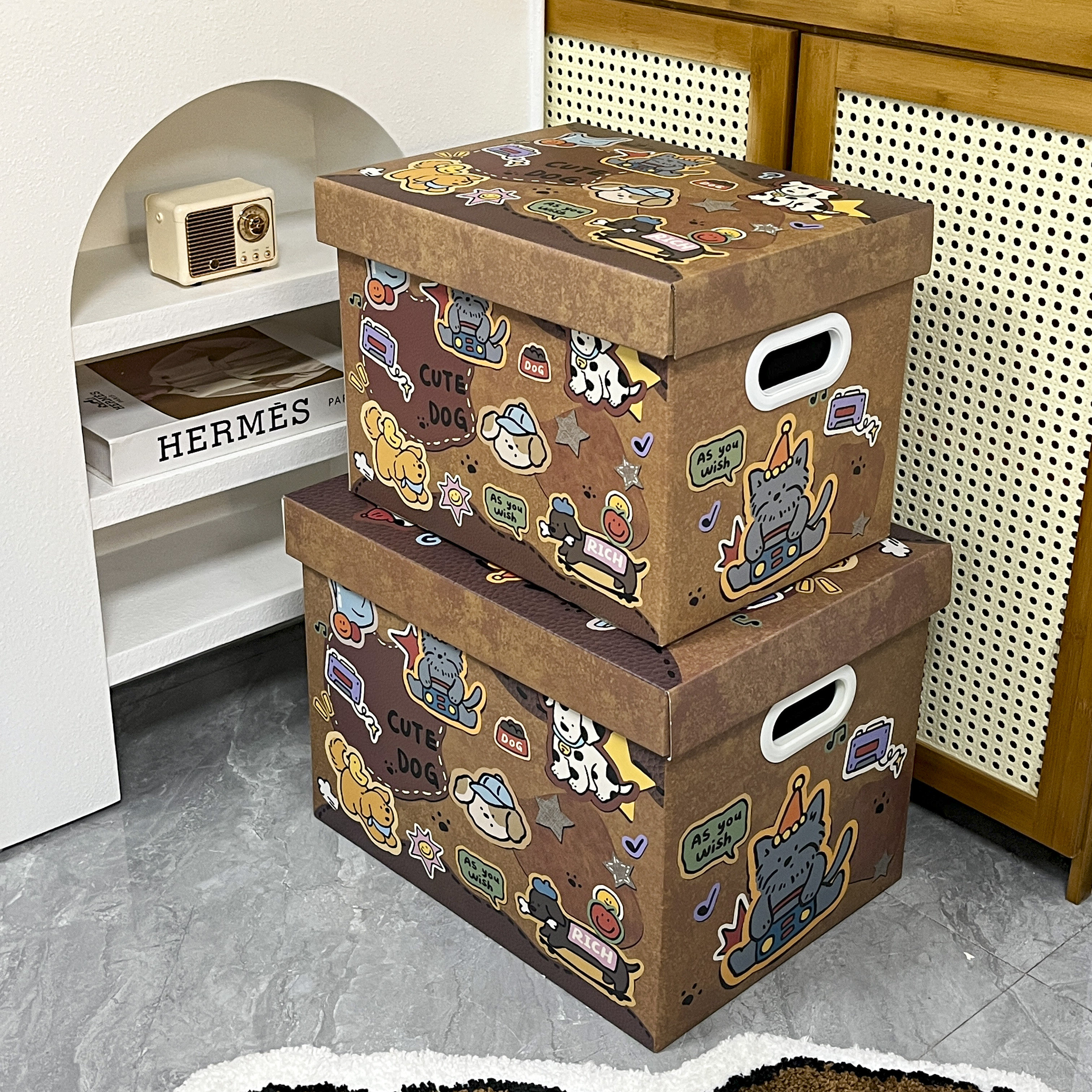 小号复古狗狗收纳箱生日礼物纸箱送礼品盒零食箱开箱ins生日礼箱,文具电教/文化用品/商务用品,文具套装/礼盒,淘宝优惠券,粉丝福利购,淘宝优惠卷