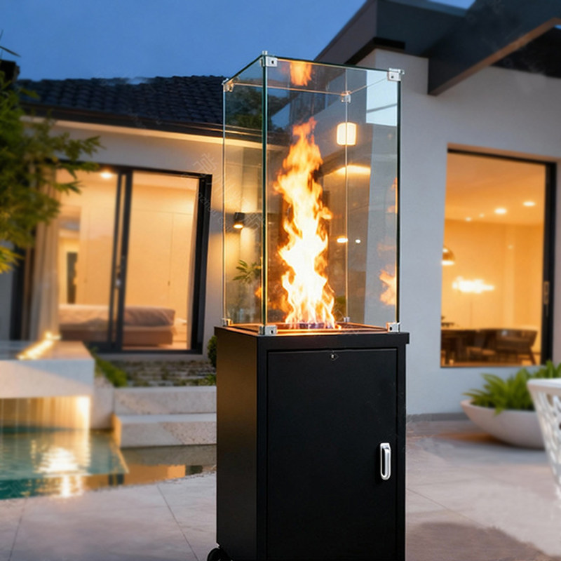 户外燃气取暖炉别墅酒店商用烤火炉庭院民宿液化气真火壁炉取暖器
