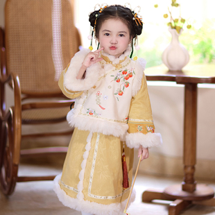 全程锦绣2025新款儿童拜年服中国风唐装女宝宝加绒加厚新中式套装