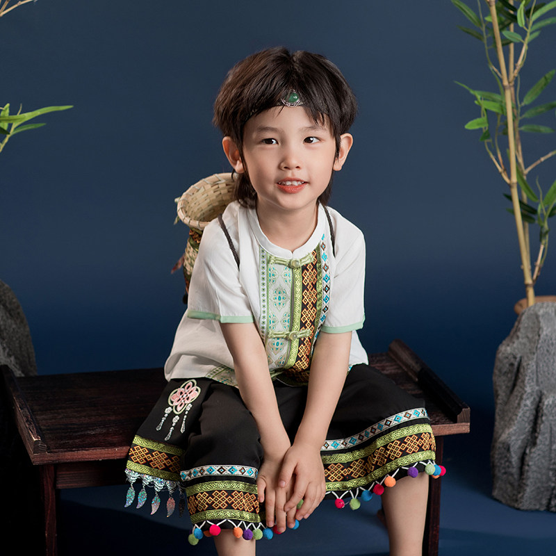 三月三儿童民族服装广西男童壮族少数名族风苗族傣族服表演服侗族 - 实物图