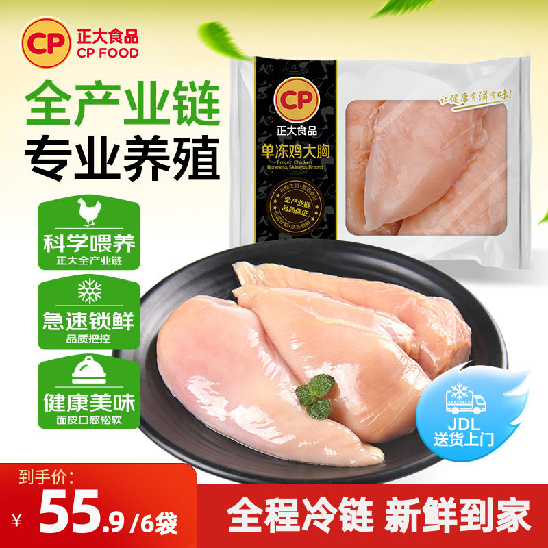 正大去皮鸡胸肉新鲜冷冻生鲜批发包邮健身鸡脯肉代餐