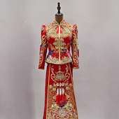 清仓特价 9成新马来褂印度丝新中式 新娘结婚婚纱礼服喜服秀禾鱼尾