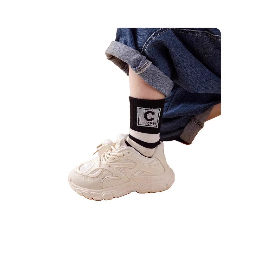 【下单立减50】儿童袜子秋款潮流棉袜中筒袜男童女童百搭秋冬_jh