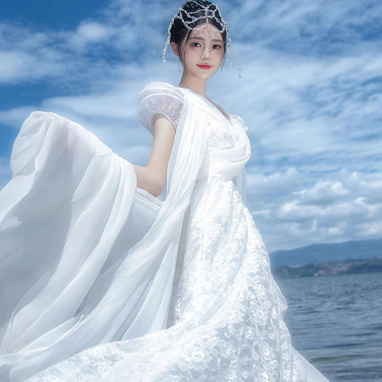 仙剑奇侠传飘逸同款古装仙女长裙旅拍写真夕瑶超仙古风