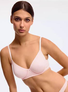 北美B 简约棉质粉色灰色轻薄透气舒适丰满超薄文胸