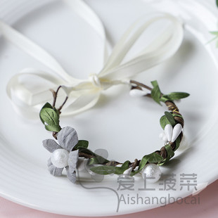 森系唯美手腕花伴娘团姐妹团新娘结婚礼花朵手环手花环儿童表演出