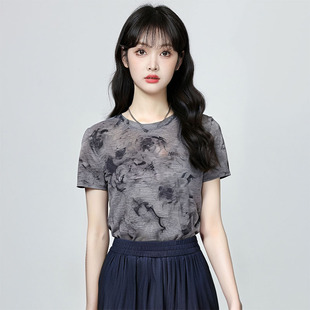 圆领百搭上衣服 纯棉女t恤短袖 夏季 宽松减龄漂亮洋气小衫 2025新款
