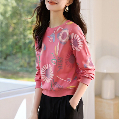 欧货洋气长袖t恤女宽松上衣