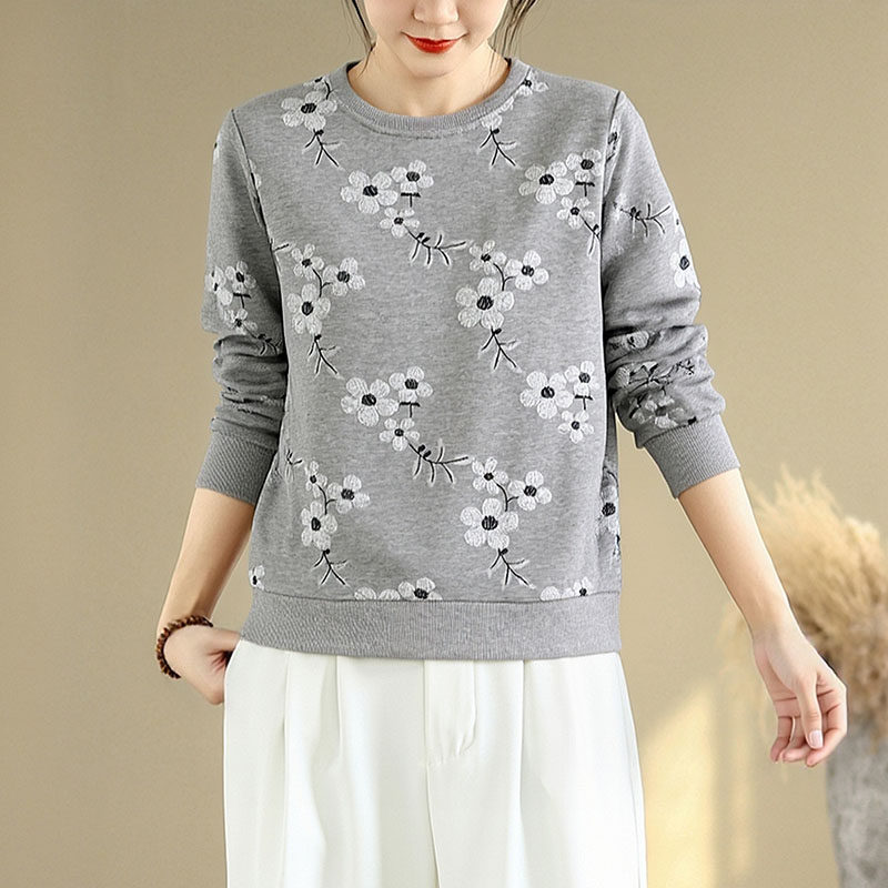 长袖t恤女时尚宽松印花小众上衣