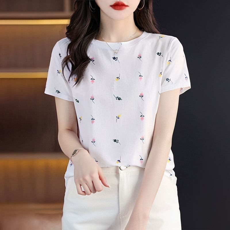 白色短袖女夏装女装新款t恤宽松