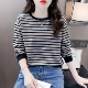 时髦好看女士上衣 外套女装 圆领条纹卫衣女2026新款 宽松慵懒风春季