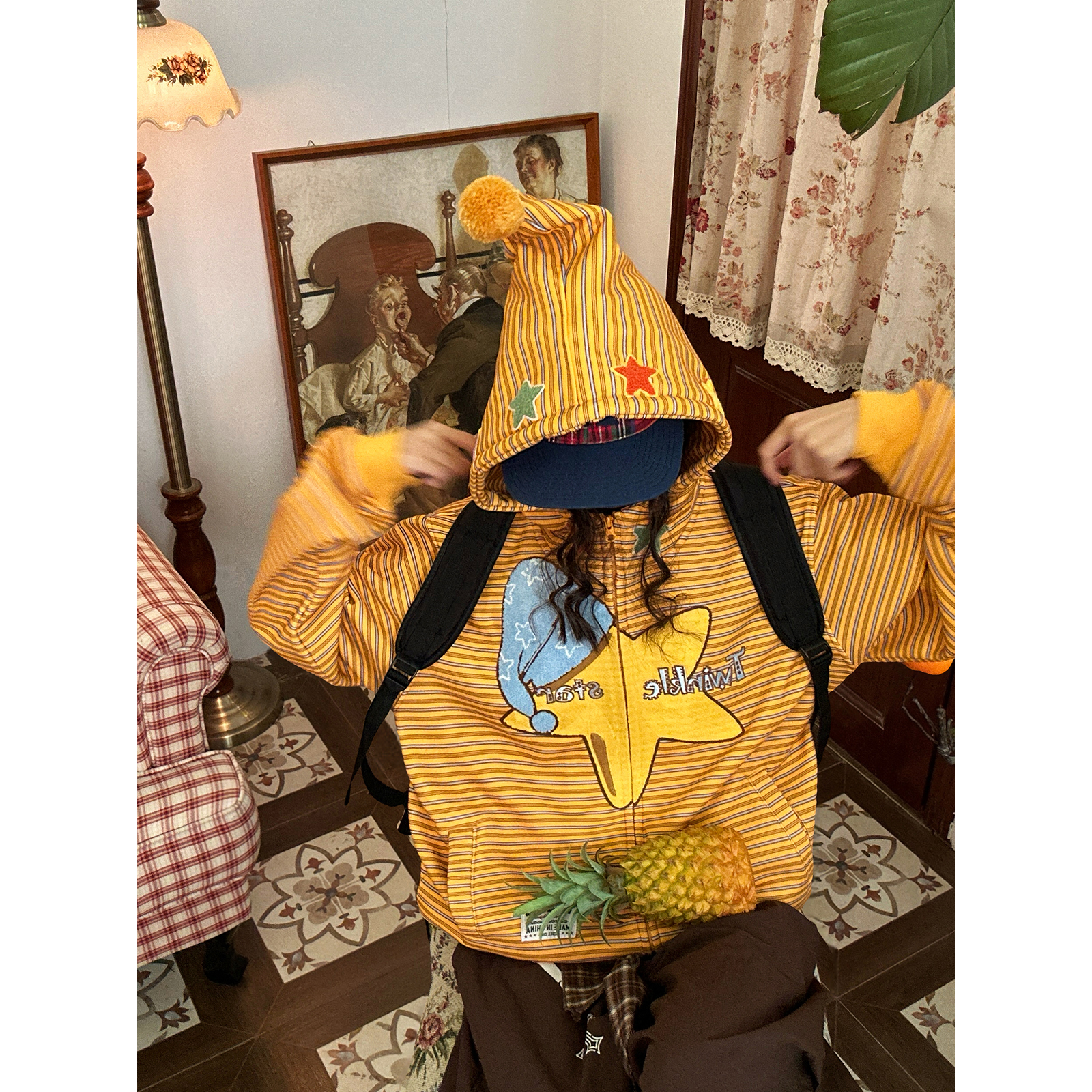 【新品买二送一】星星人外套连帽卫衣开衫女加绒加厚冬季厚款外套