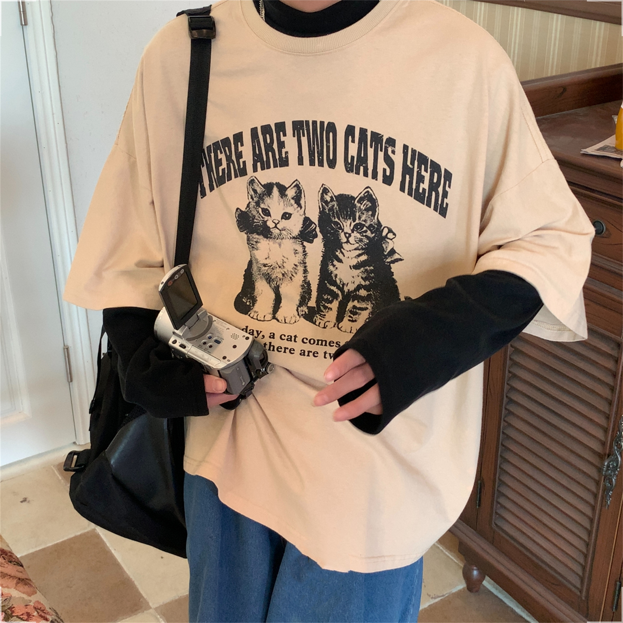 短袖潮牌常规猫咪中性