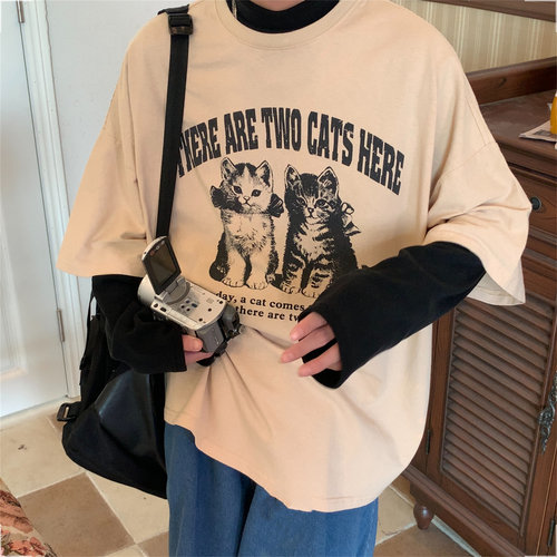短袖潮牌常规猫咪中性