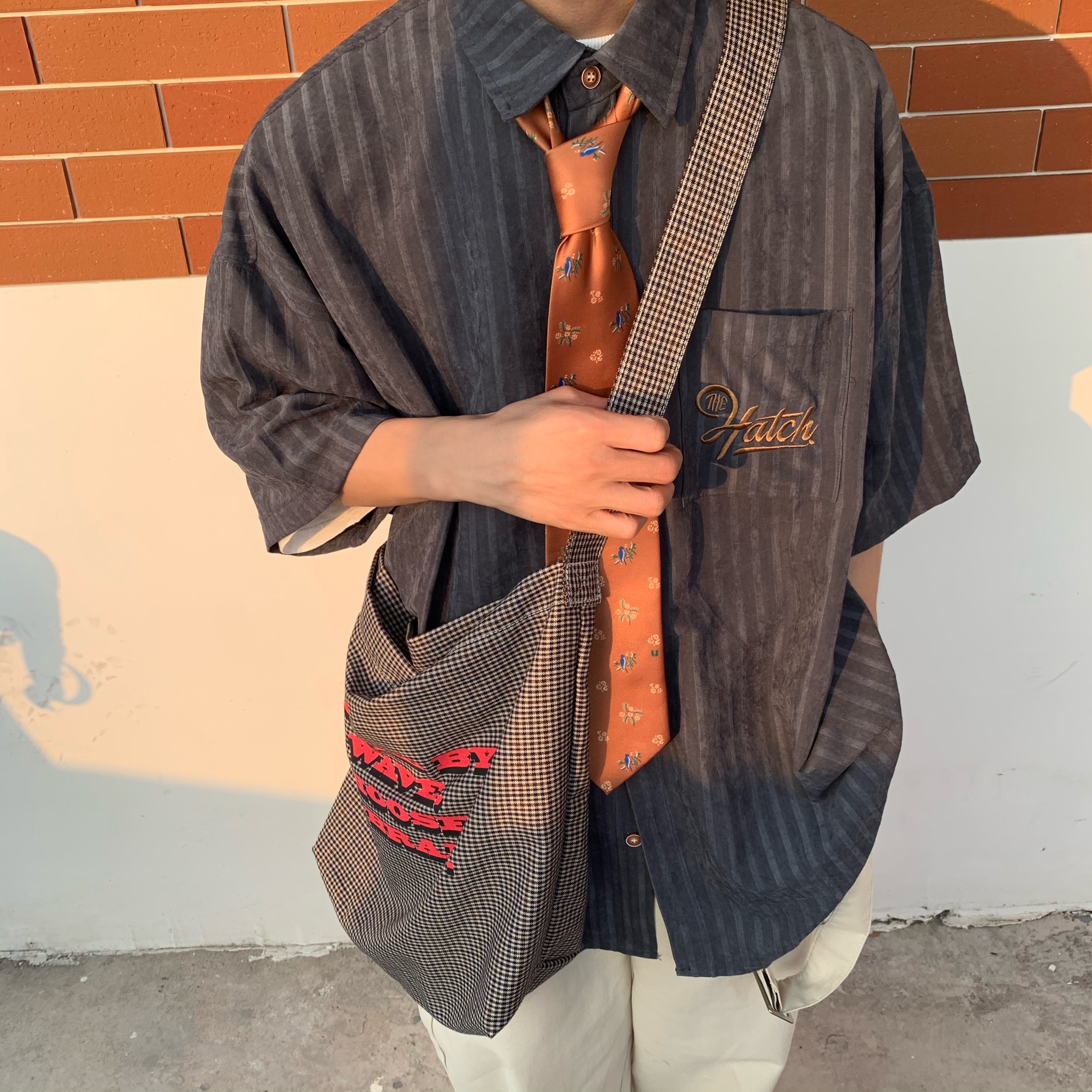 自制日系情侣休闲慵懒风短袖衬衫