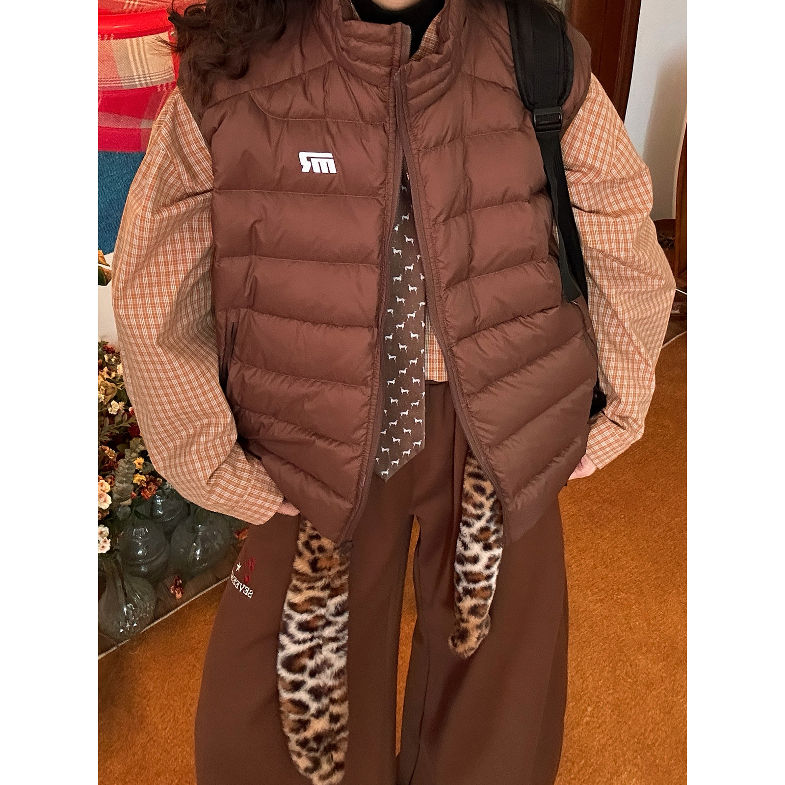 【新品买二送一】美式复古排骨白鸭绒羽绒马甲女立领拉链无袖外套