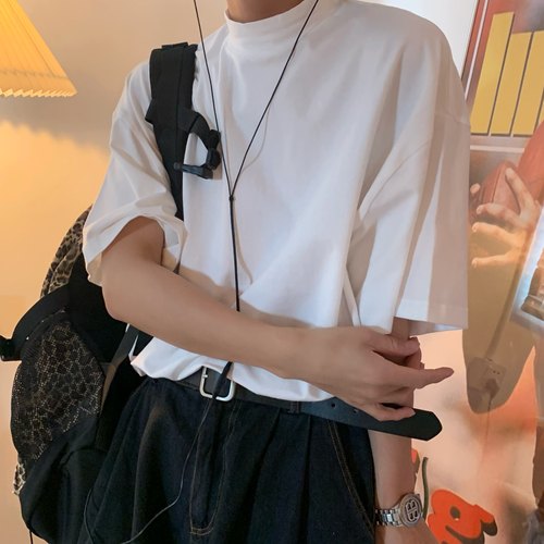 小高领适中简约短袖纯色
