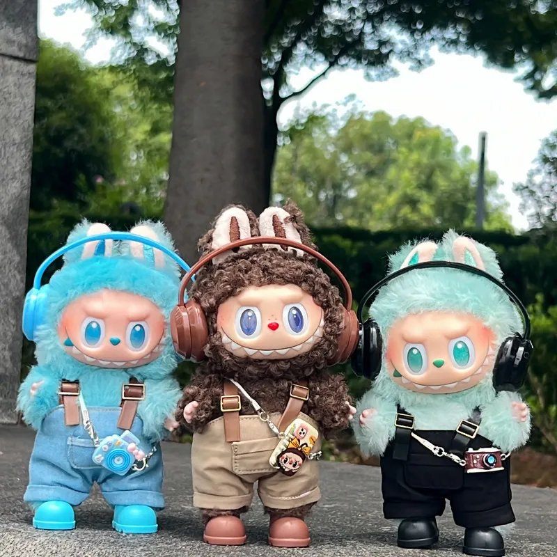 labubu娃衣一二三代拉布布衣服耳机背带裤相机休闲潮流新款3.0穿