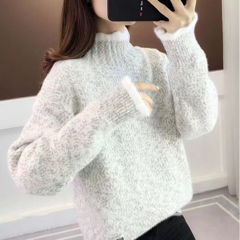学生毛衣女保暖内搭秋冬加绒加厚