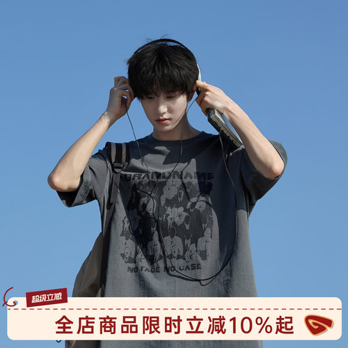 GOOZIMADE美式水洗印花短袖T恤