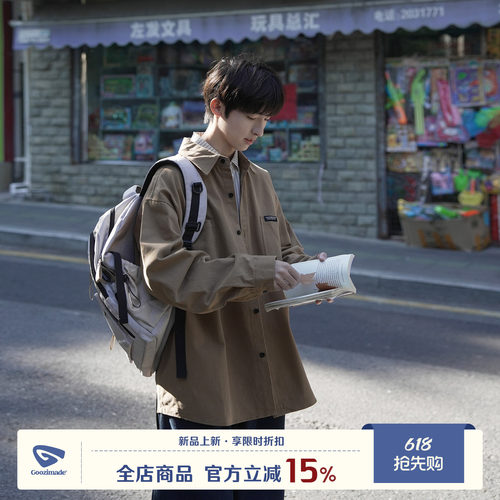 GOOZIMADE工装长袖衬衫男衬衣