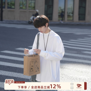 内搭速干上衣青少年圆领打底衫 T恤男春季 MADE重磅纯色长袖 GOOZI