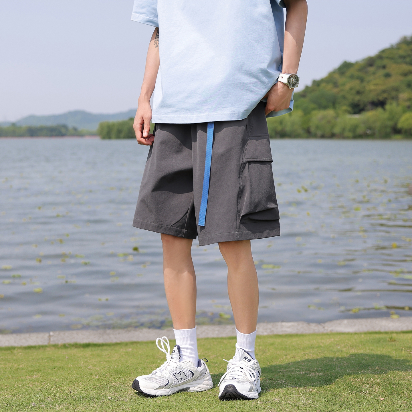户外夏季运动短裤男宽松大口袋