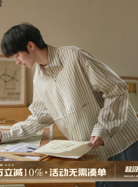 GOOZIMADE日系男友风条纹衬衫男