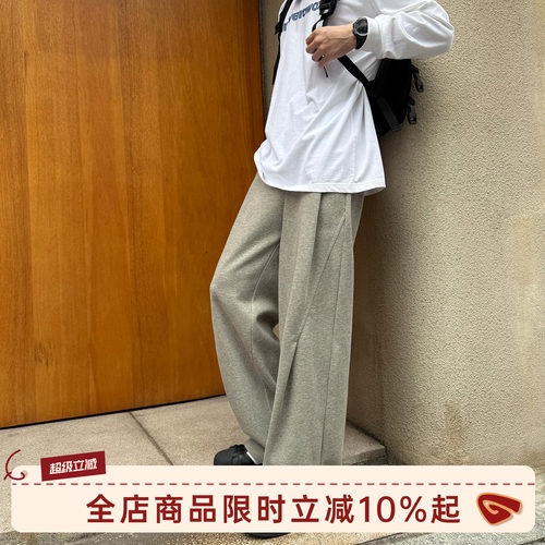 GOOZIMADE灰色卫裤男春季直筒裤