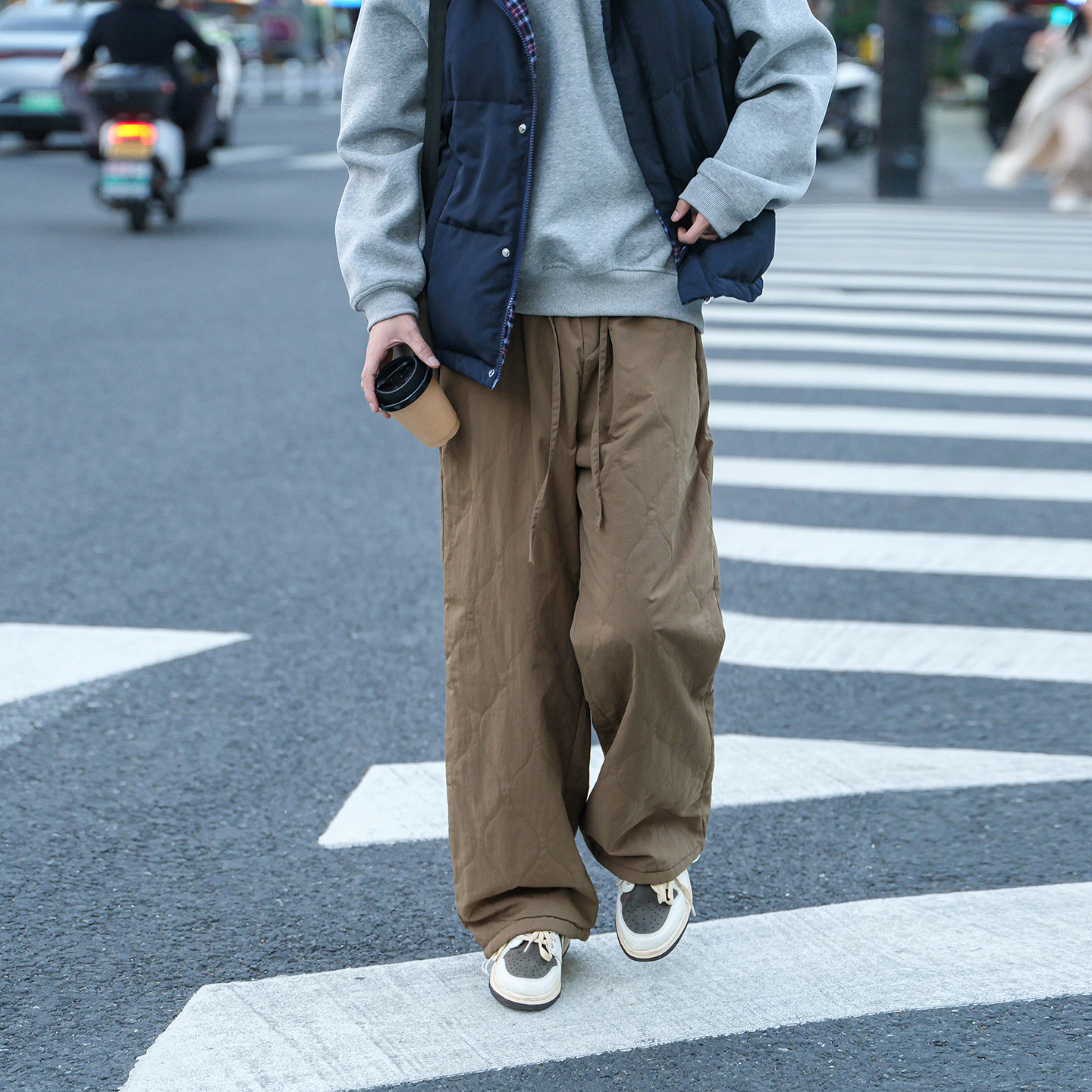 葫芦纹棉裤男加厚夹棉长裤