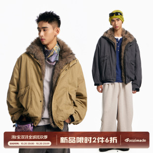 GOOZI MADE 水洗复古座山雕外套男冬季加厚工装棉衣男生保暖棉服