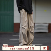 男生休闲裤 港仔文艺男伞兵工装 春秋日系机能直筒阔腿长裤 男款 子 裤
