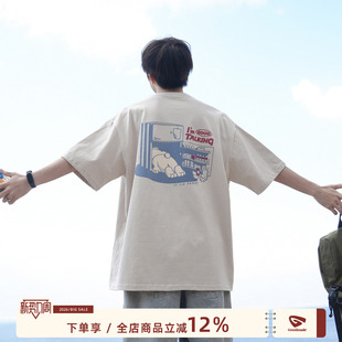 宽松童趣纯棉半截袖 GOOZI T恤男夏季 320g重磅卡通印花短袖 MADE