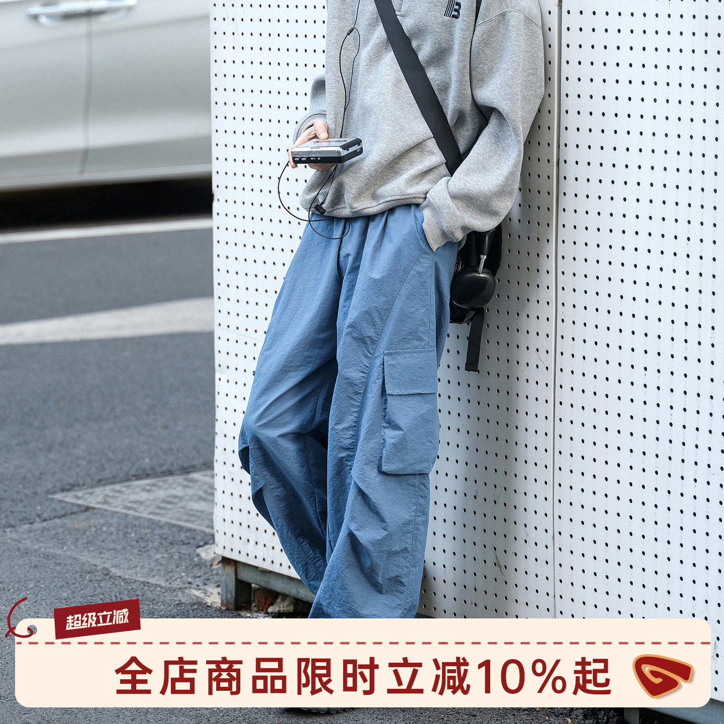 GOOZI MADE大口袋工装裤男夏季薄款户外长裤透气男生宽松伞兵裤子