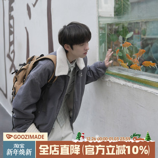复古工装 GOOZI 加厚棉袄美式 羊羔绒翻领棉衣外套男冬季 棉服 MADE