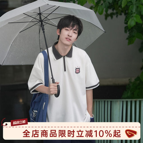 GOOZIMADE学院风半拉链Polo衫男