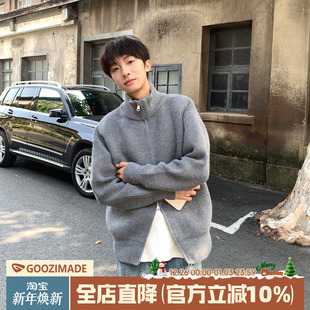 cleanfit针织衫 毛衣男冬季 外套 灰色双拉链立领开衫 @港仔文艺男