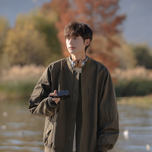 港仔文艺男飞行员夹克男宽松外套