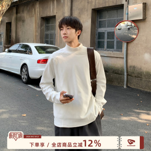 2026新款 T恤男春季 男生打底上衣潮 MADE纯色半高领德绒长袖 GOOZI