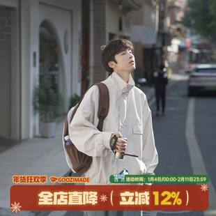 GOOZI MADE解构立领工装哈灵顿外套男春季美式复古男生飞行员夹克