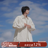 工装 港仔文艺男日系白色衬衫 男生宽松休闲长袖 春季 白衬衣外套 男款