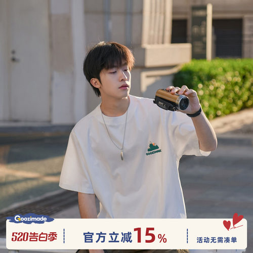 GOOZIMADE重磅山脉印花T恤男夏