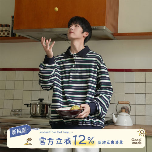 GOOZIMADEpolo领长袖T恤男秋季