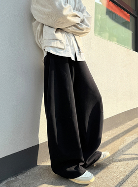 GOOZI MADE  日系灰色卫裤男冬季2025新款男生宽松直筒运动休闲裤