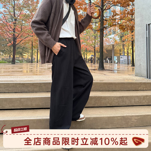 GOOZIMADE黑色直筒卫裤男加绒裤