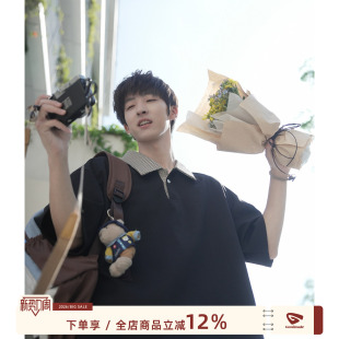 T恤男款 夏季 美式 GOOZI POLO衫 格子翻领短袖 青少年半袖 上衣服 MADE