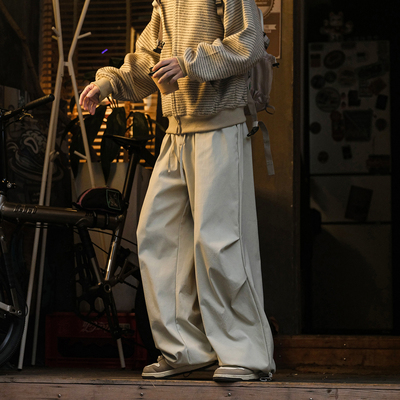 工装裤男加绒加厚压褶伞兵裤